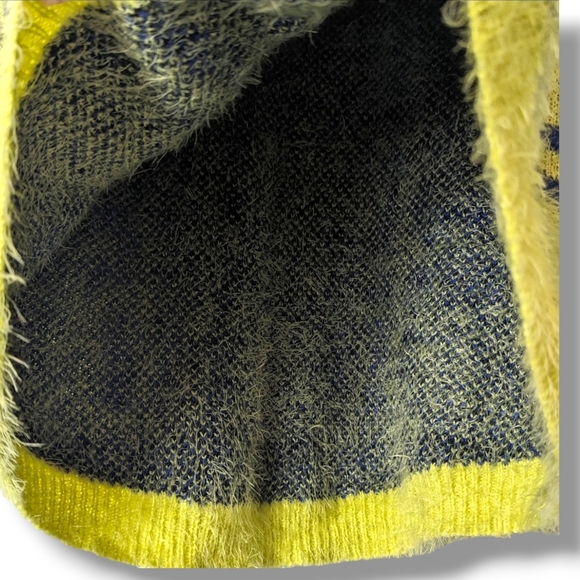 Y2K Clueless Plaid Fuzzy Bright Yellow Indie Sleaze Sweater by Say What: Large - Picture 6 of 7